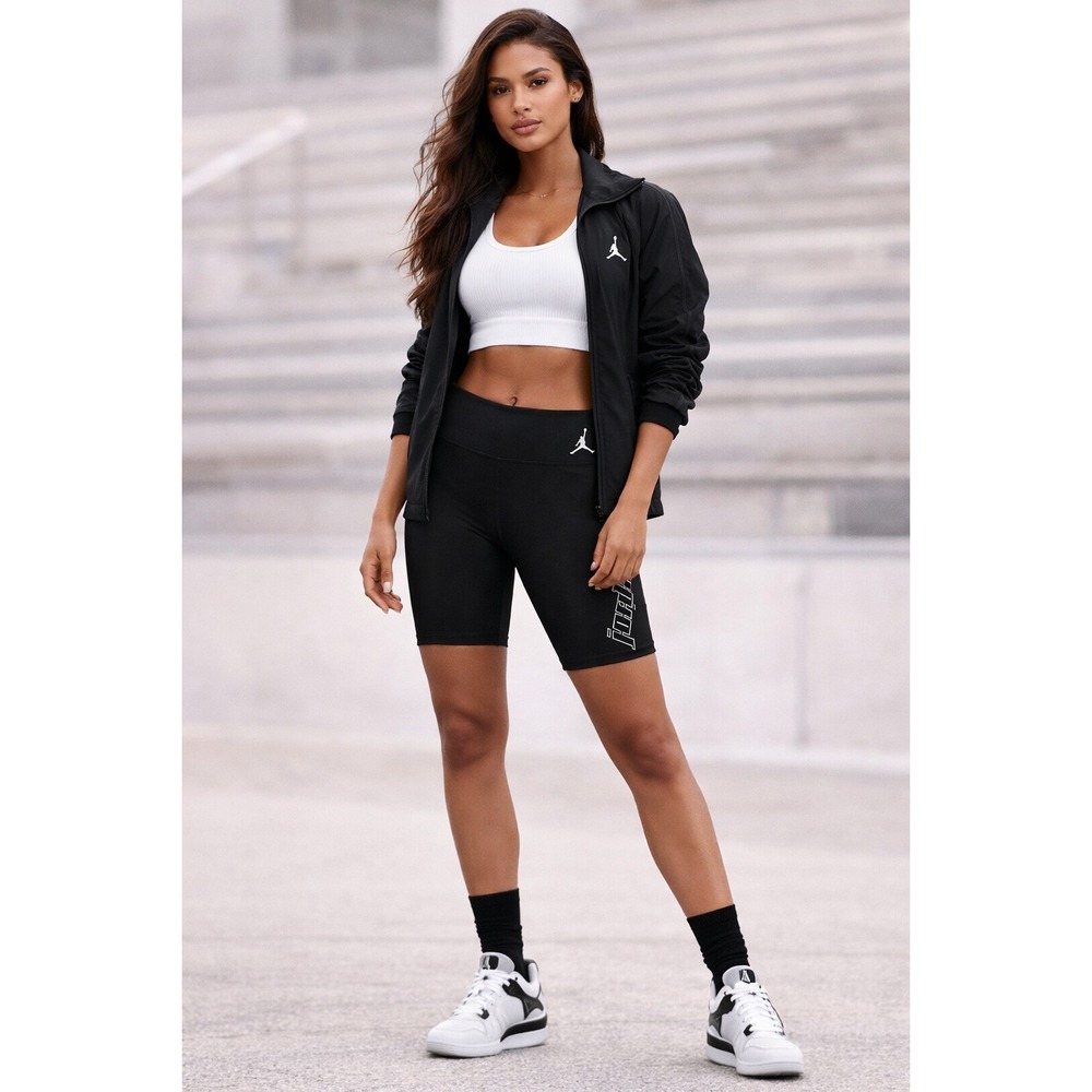Jordan Bike Shorts Womens 3X Black Athleisure Active Gym‎ Logo Stretch Training